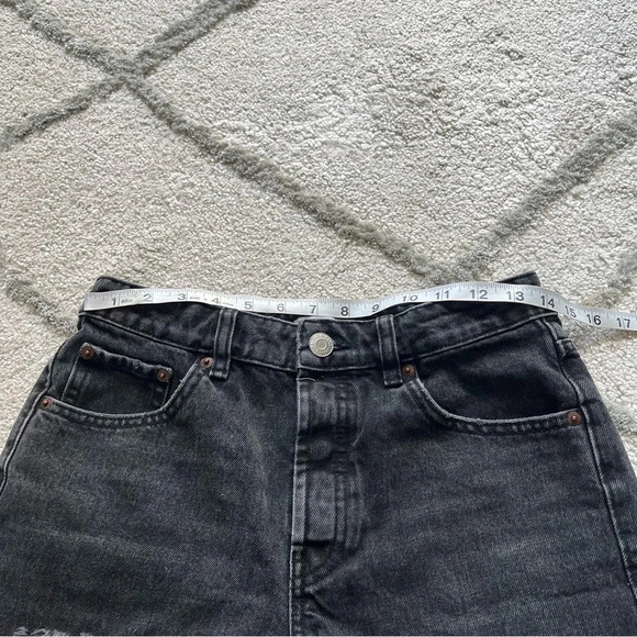 Zara black wash denim jean shorts high rise button fly cut offs 4 - Picture 4 of 7